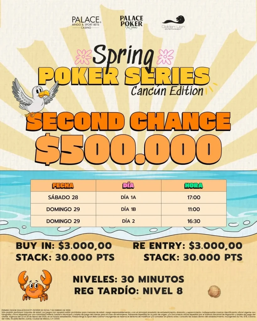 Spring Poker Series Palace Cancun Second Chanceed