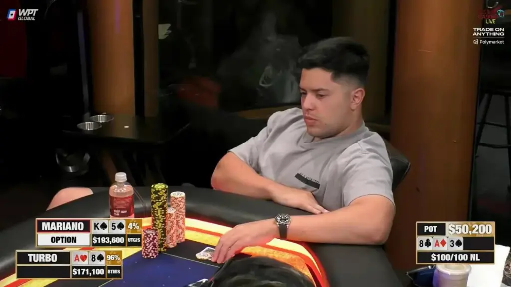 Del 4% al 100%: Mariano Grandoli dio vuelta una mano increíble en Hustler Casino Live