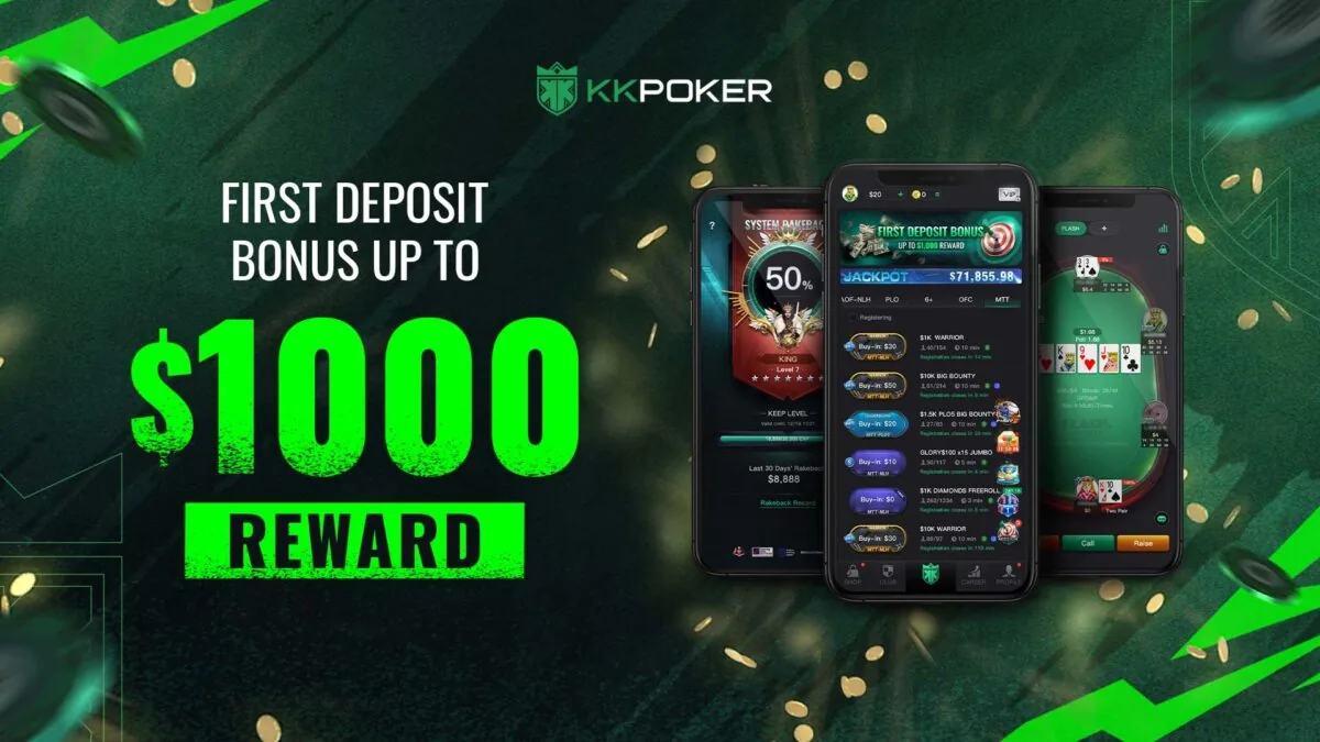 KKPoker удваивает ваш первый депозит с бонусом до $1.000