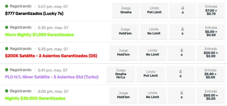 Agenda Ignition Poker 7 Mayo