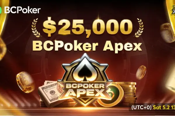 Apex de $25.000: Ежемесячное событие BCPoker в эту субботу