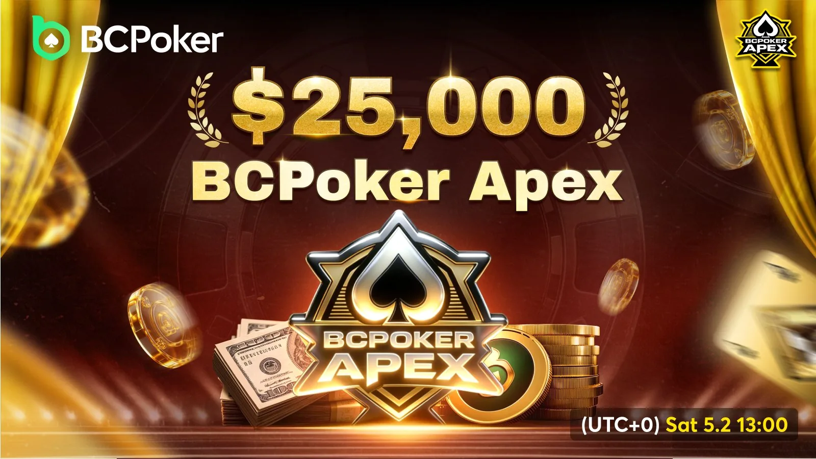 Apex de $25.000: Ежемесячное событие BCPoker в эту субботу