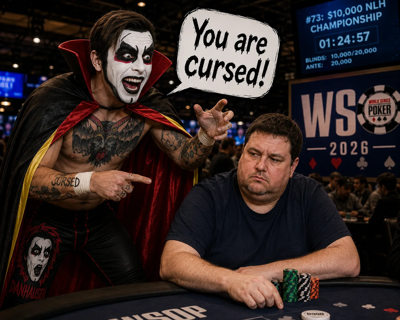 Danhausen входит на ринг WSOP и накладывает проклятие на Шона Диба - CodigoPoker