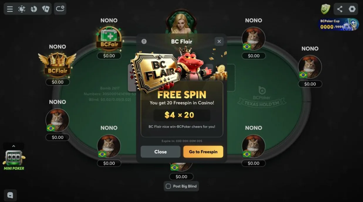 BCPoker премия за плохие биты с функциями BC Fair и BC Flair