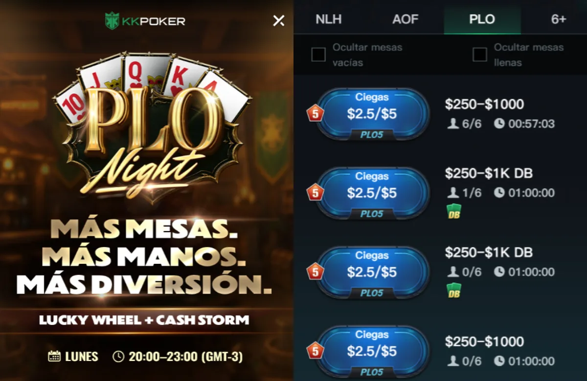 Понедельник PLO, эксклюзивный вызов для хостов в KKPoker