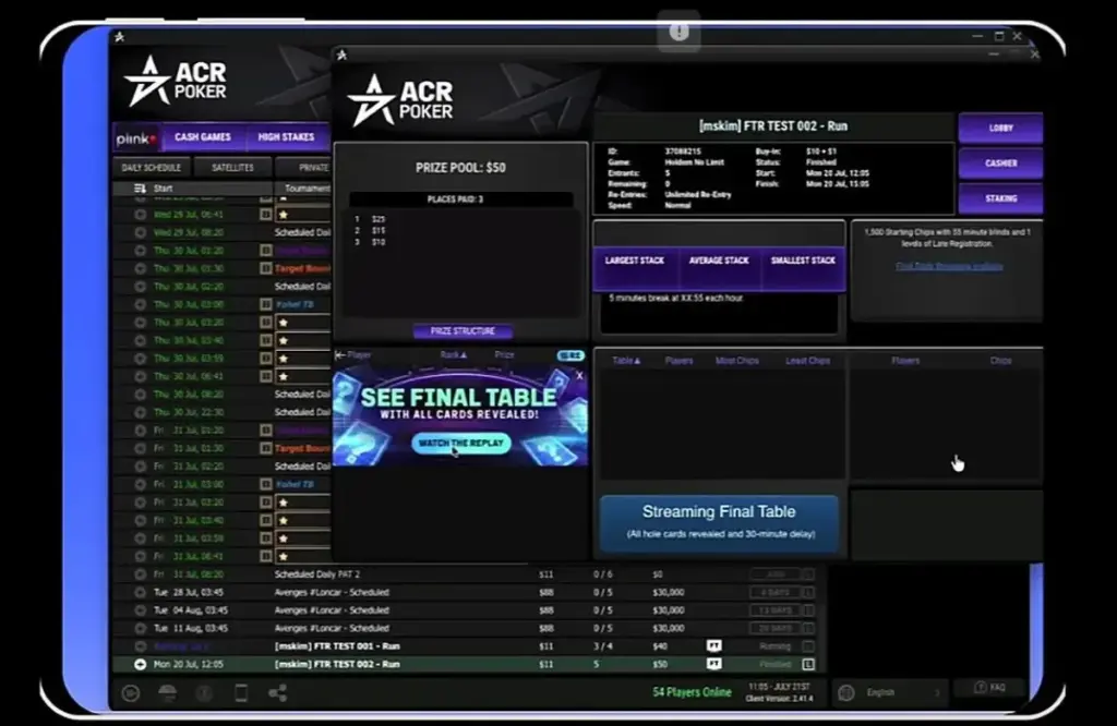 ACR Poker ya permite ver repeticiones de mesas finales