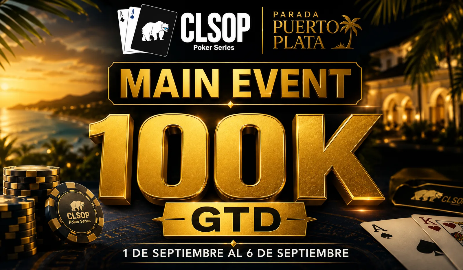 Главное событие с гарантией US$100K GTD станет центральным событием CLSOP Puerto Plata 2026 - CodigoPoker