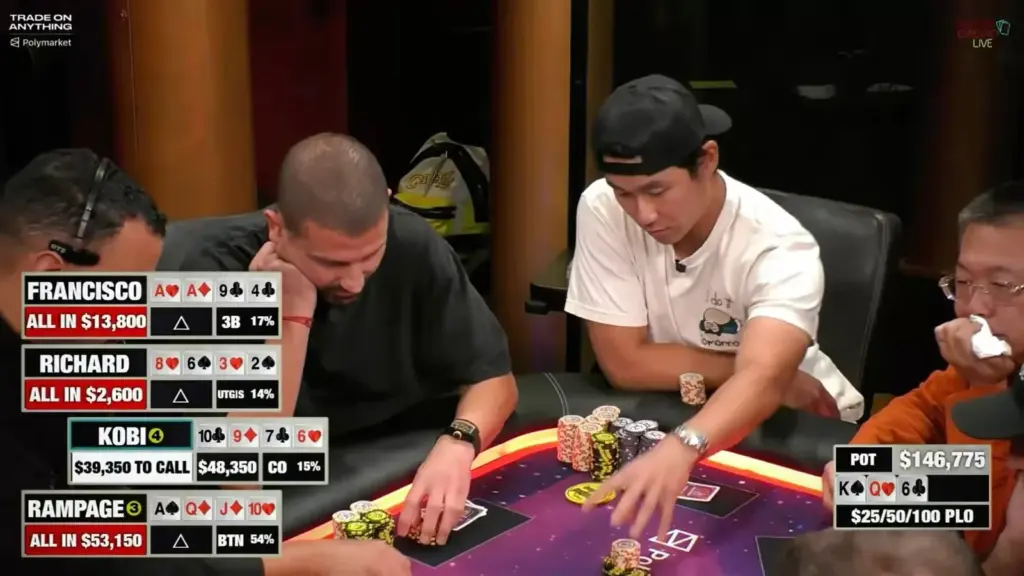 Rampage perdió un pozo de US$180K en la mesa de Omaha de Hustler Casino Live