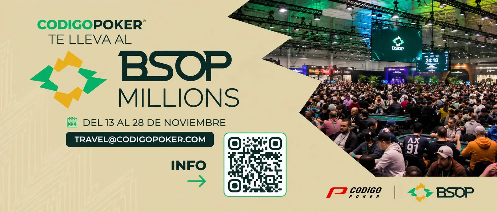Путешествуйте с CodigoTravel на BSOP Millions: непропускаемые акции и бесплатное проживание - CodigoPoker