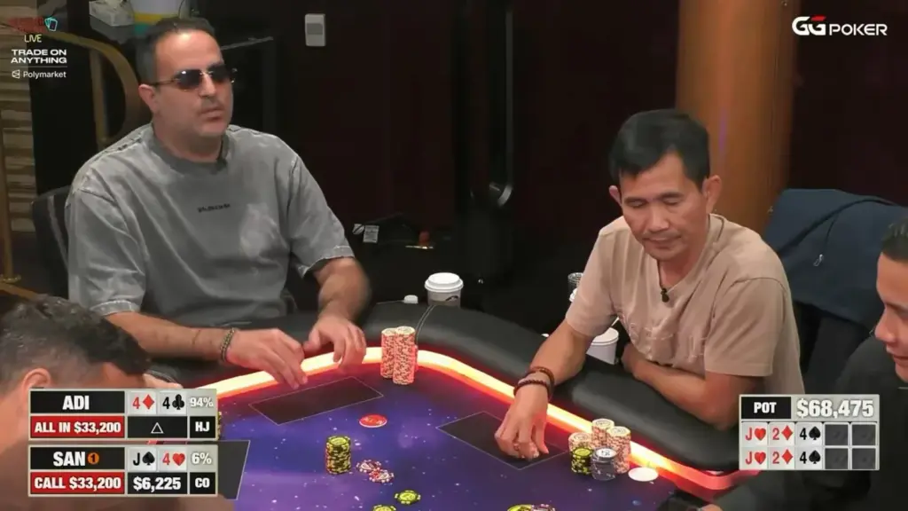 Set vs. doble par flopeados y un all-in por US$68K en Hustler Casino Live